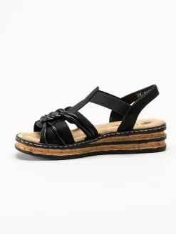 Rieker - Svarta remsandaletter