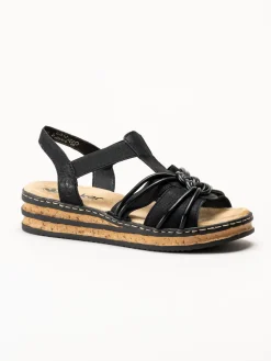 Rieker - Svarta remsandaletter