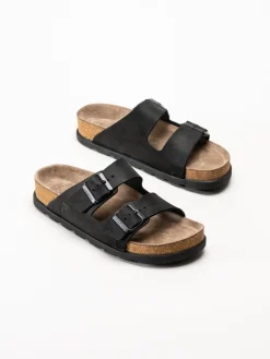 Rieker - Svarta sandaler i nubuck