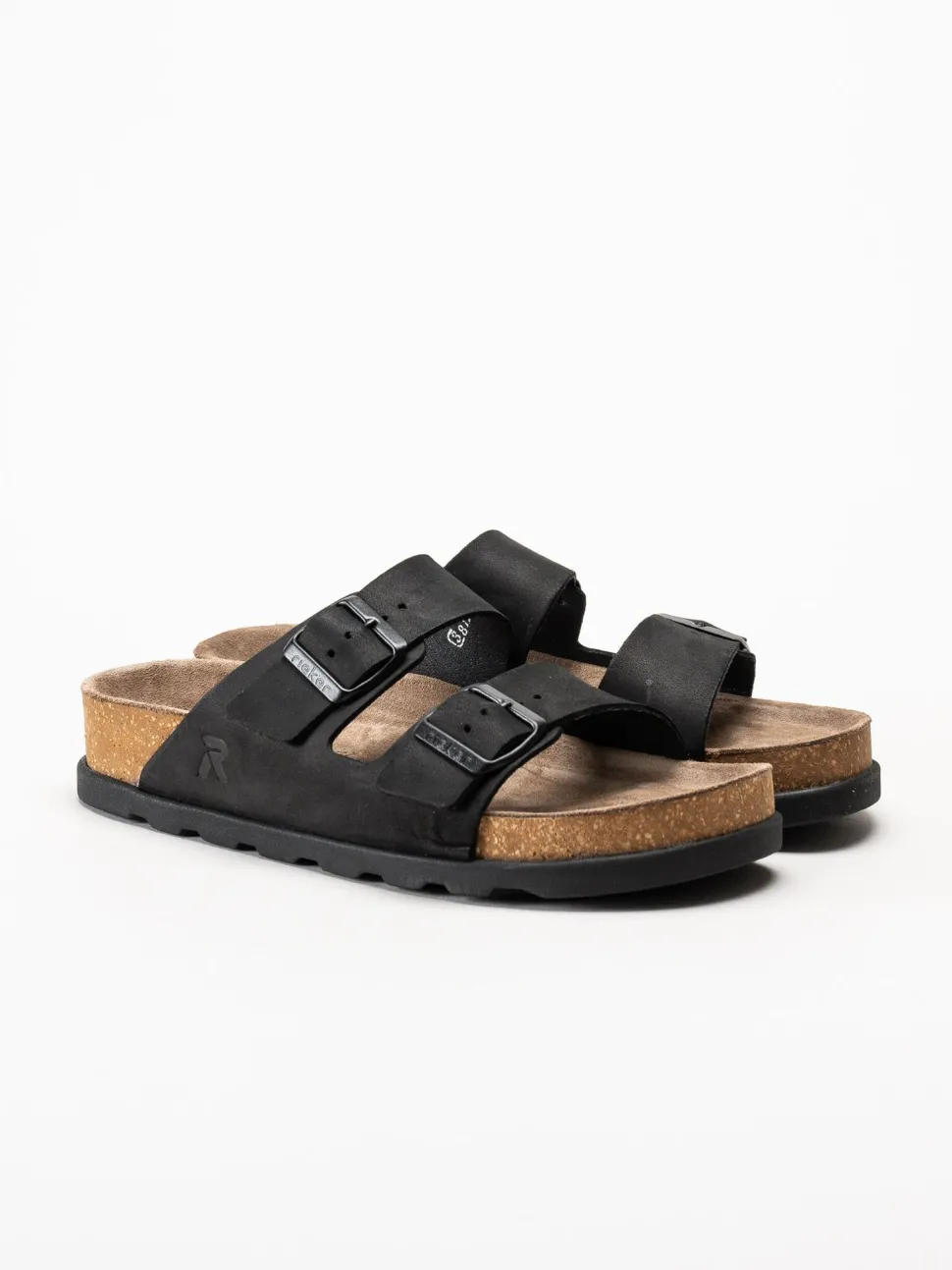 Rieker - Svarta sandaler i nubuck