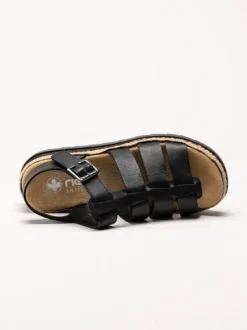 Rieker - Svarta sandaler i skinn