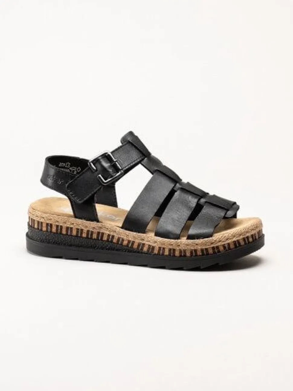 Rieker - Svarta sandaler i skinn