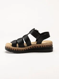 Rieker - Svarta sandaler i skinn