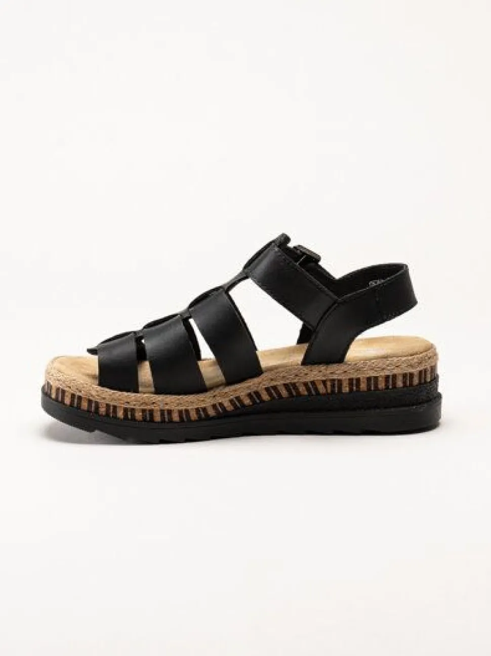 Rieker - Svarta sandaler i skinn