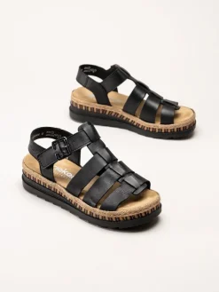 Rieker - Svarta sandaler i skinn