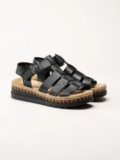 Rieker - Svarta sandaler i skinn