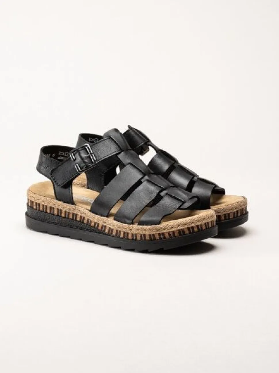 Rieker - Svarta sandaler i skinn