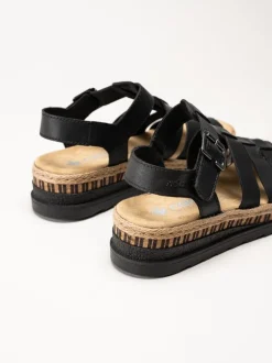 Rieker - Svarta sandaler i skinn