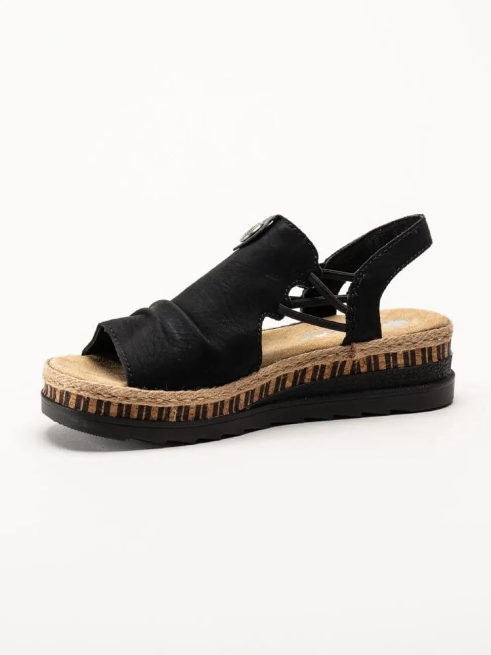 Rieker - Svarta sandaler med kilklack