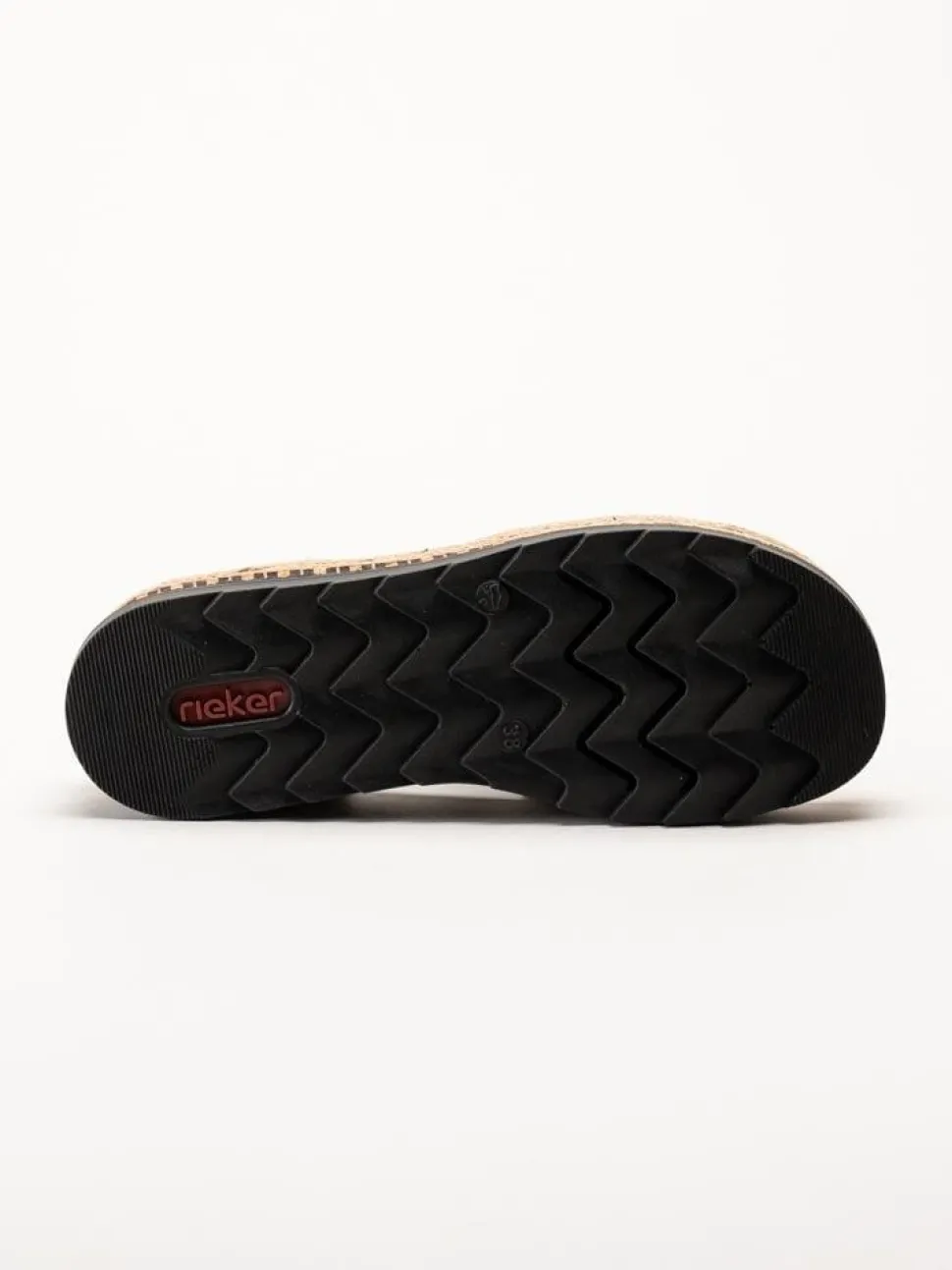 Rieker - Svarta sandaler med kilklack