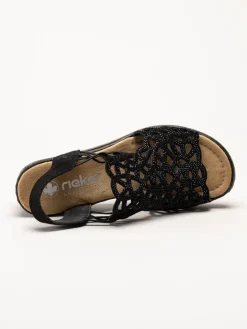 Rieker - Svarta sandaletter med kilklack