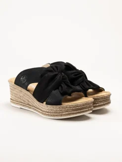 Rieker - Svarta sandaletter med kilklack