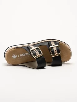 Rieker - Svarta slip in sandaler i skinn