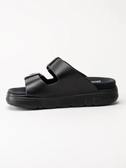 Rieker - Svarta slip in sandaler i skinnimitation