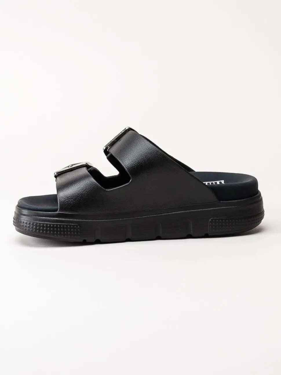 Rieker - Svarta slip in sandaler i skinnimitation