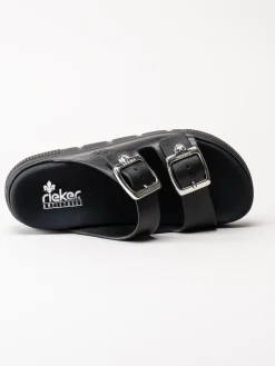 Rieker - Svarta slip in sandaler i skinnimitation