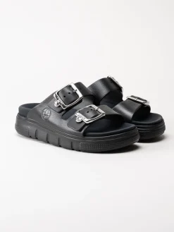 Rieker - Svarta slip in sandaler i skinnimitation