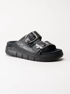 Rieker - Svarta slip in sandaler i skinnimitation
