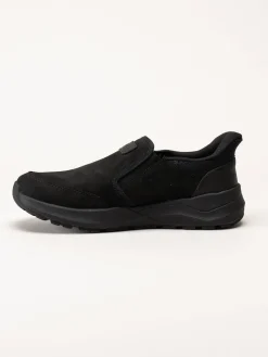 Rieker - Svarta slip on promenadskor i oljad nubuck