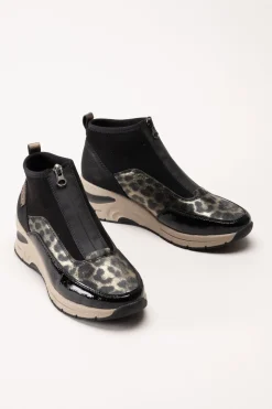 Rieker - Svarta sneakerboots med kilklack