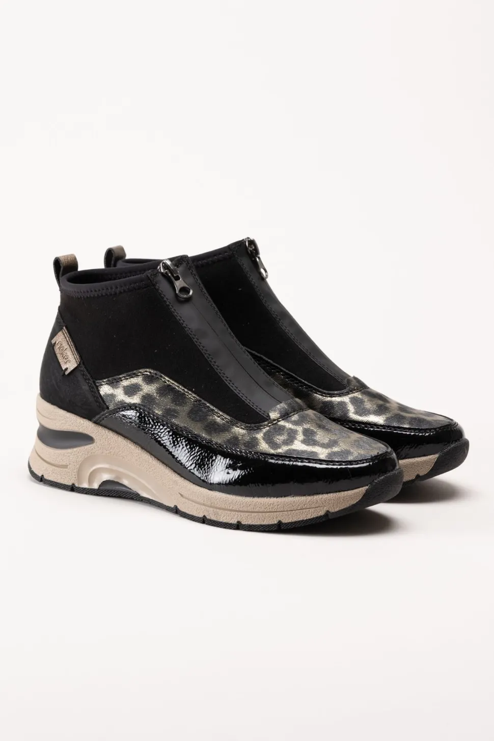 Rieker - Svarta sneakerboots med kilklack