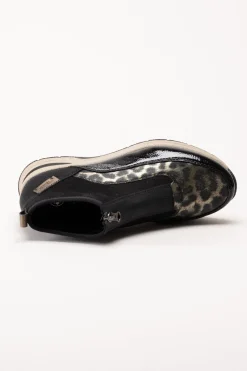 Rieker - Svarta sneakerboots med kilklack