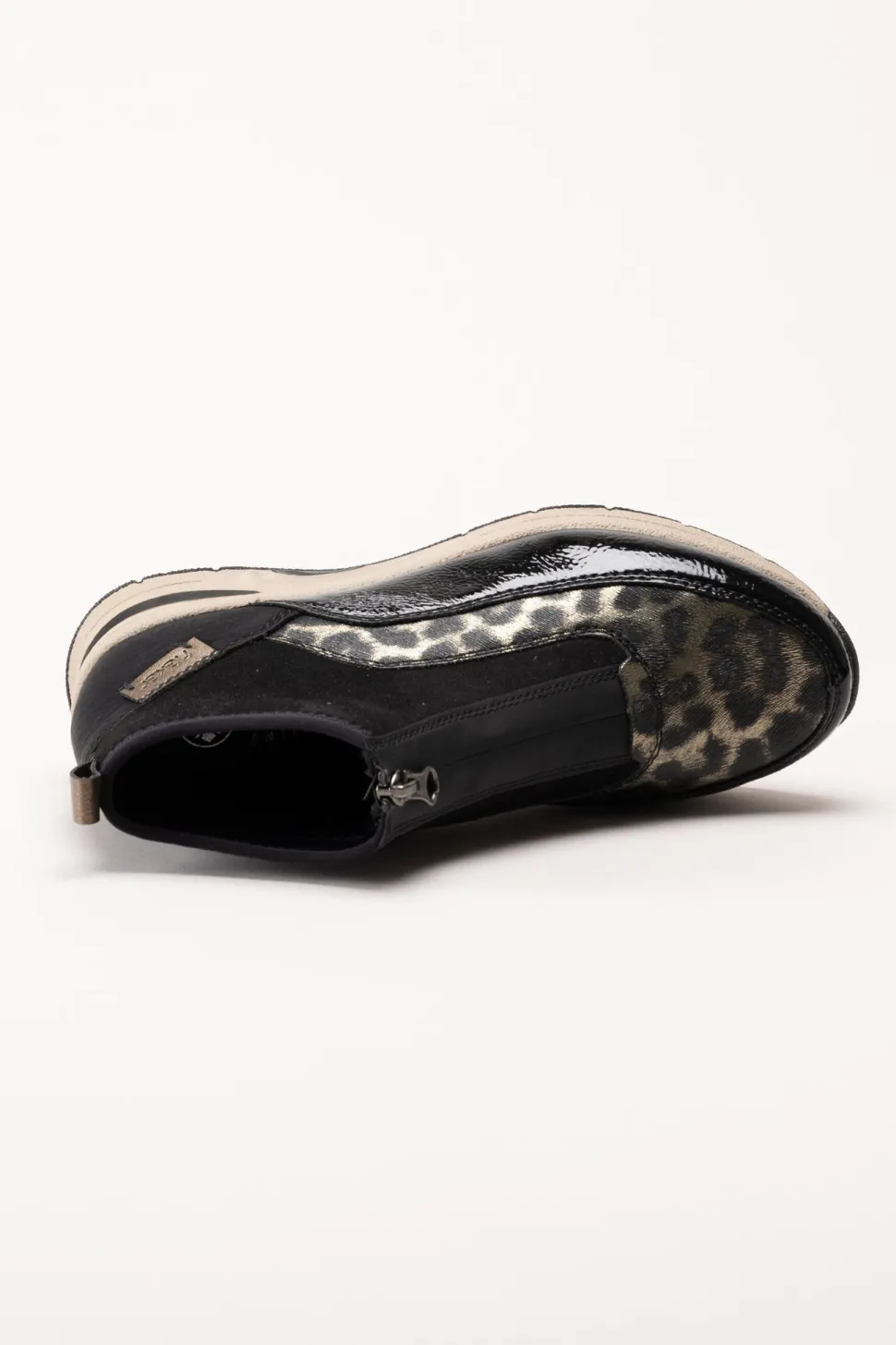 Rieker - Svarta sneakerboots med kilklack