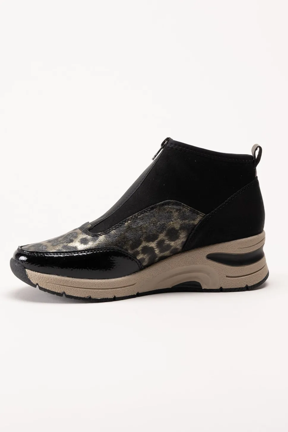 Rieker - Svarta sneakerboots med kilklack