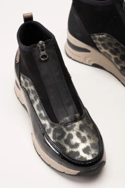 Rieker - Svarta sneakerboots med kilklack