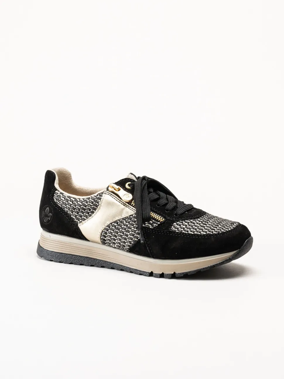 Rieker - Svarta sneakers i mocka och textil