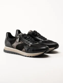 Rieker - Svarta sneakers i nubuck och skinn
