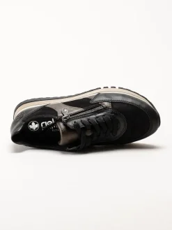 Rieker - Svarta sneakers i nubuck och skinn