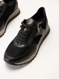 Rieker - Svarta sneakers i nubuck och skinn