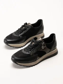 Rieker - Svarta sneakers i nubuck och skinn