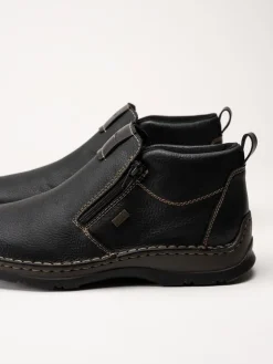 Rieker - Svarta ullfodrade boots i skinn