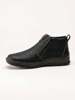 Rieker - Svarta ullfodrade boots i skinn