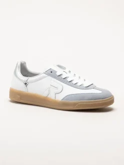Rieker - Vita retro sneakers i skinn och mocka