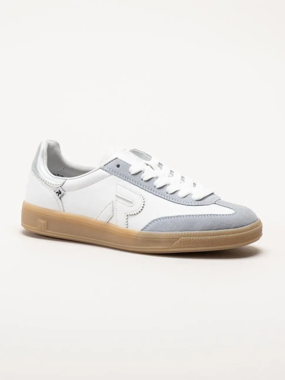Rieker - Vita retro sneakers i skinn och mocka