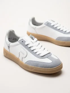 Rieker - Vita retro sneakers i skinn och mocka