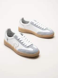 Rieker - Vita retro sneakers i skinn och mocka