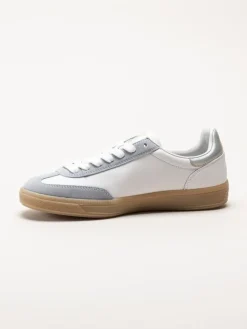 Rieker - Vita retro sneakers i skinn och mocka
