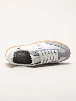 Rieker - Vita retro sneakers i skinn och mocka