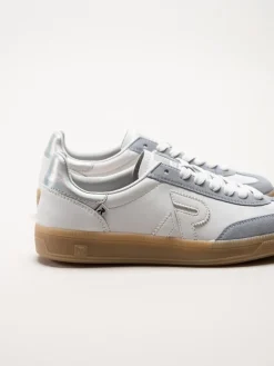 Rieker - Vita retro sneakers i skinn och mocka
