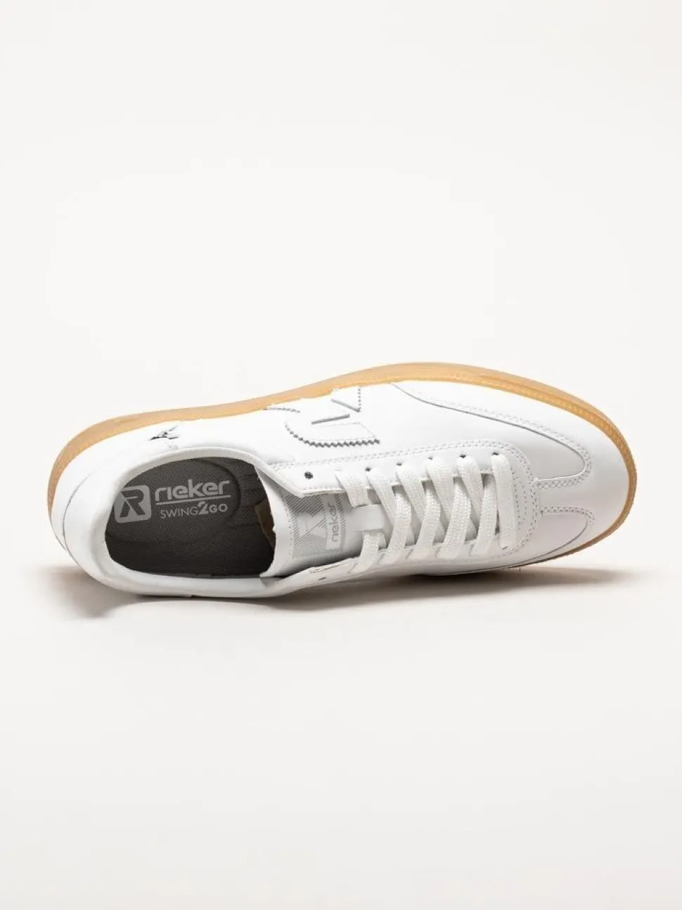 Rieker - Vita sneakers i skinn