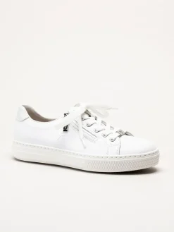 Rieker - Vita sneakers i skinn