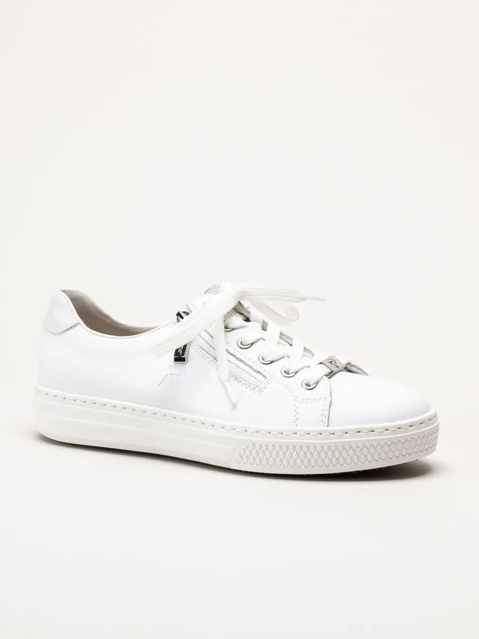 Rieker - Vita sneakers i skinn