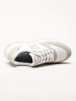 Rieker - Vit beige sneakers i skinn och mocka