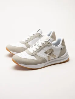 Rieker - Vit beige sneakers i skinn och mocka