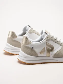 Rieker - Vit beige sneakers i skinn och mocka