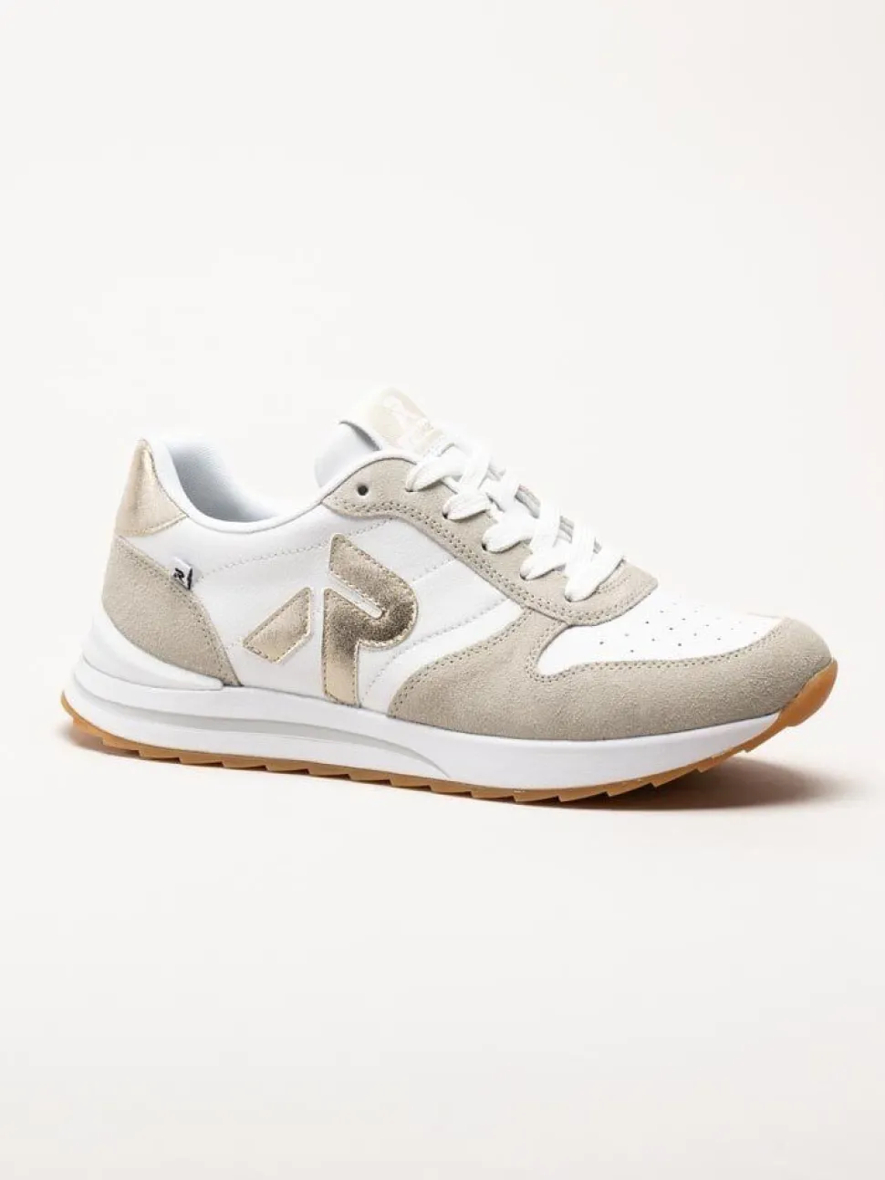Rieker - Vit beige sneakers i skinn och mocka